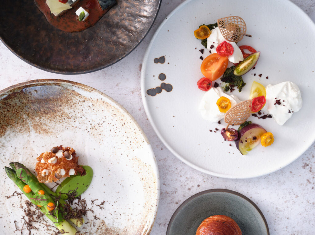 Colourful plated dishes