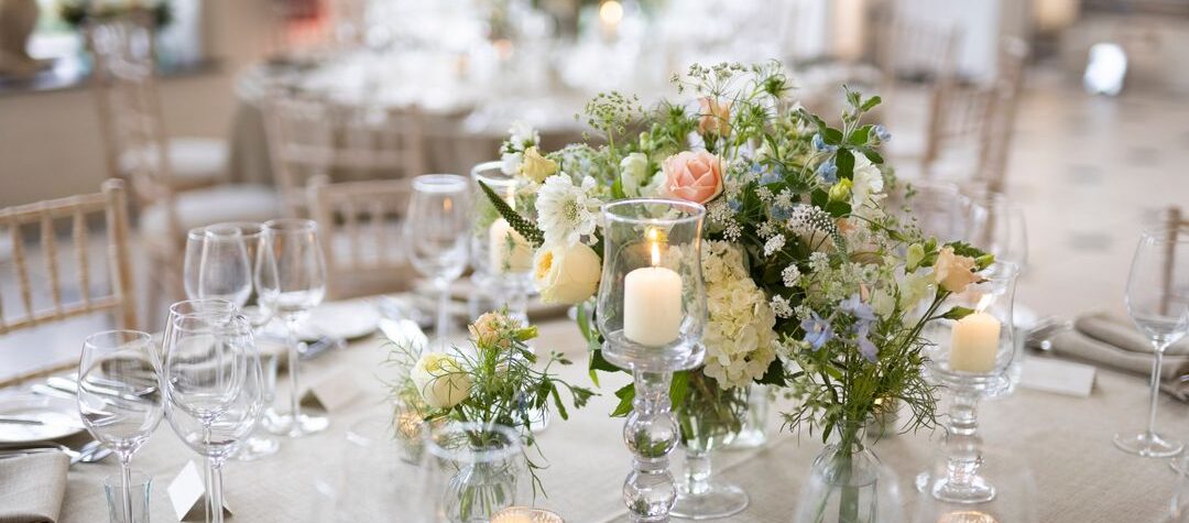 Wedding florals on table